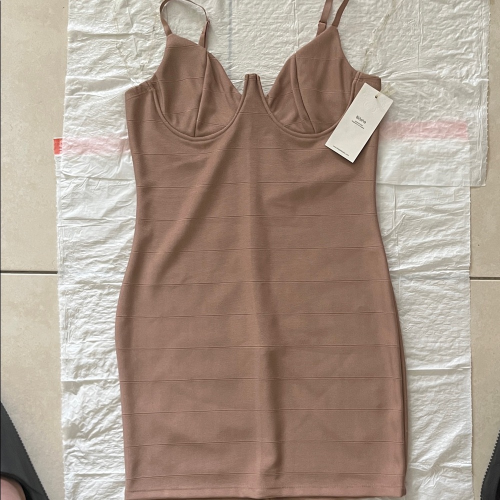 Elegant Tan Mini Dress